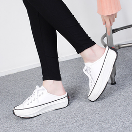 [GIRLS GOOB] Women's Lace Up Comfort Sneakers, Loafers Mules Synthetic Leather + Canvas - Made in KOREA